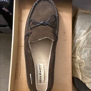 Men's Brown Moccasin Slippers Hideaway by L. B. Evans